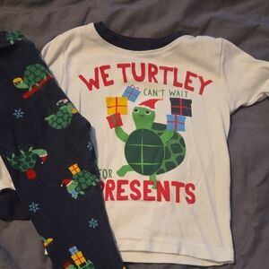 Carter's Kids Pajama Set - White and Navy with Turtle Design